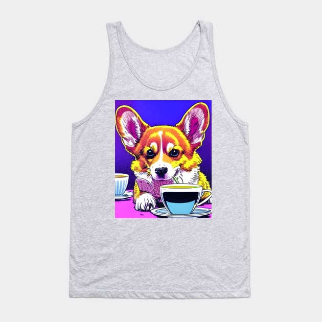 Corgi And Coffee Tank Top by Megaluxe 